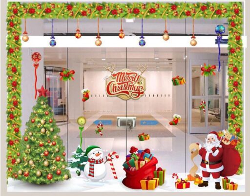 decal dan cua kinh trang tri noel dep e1766476985243 Trang trí thang máy gia đình đón giáng sinh
